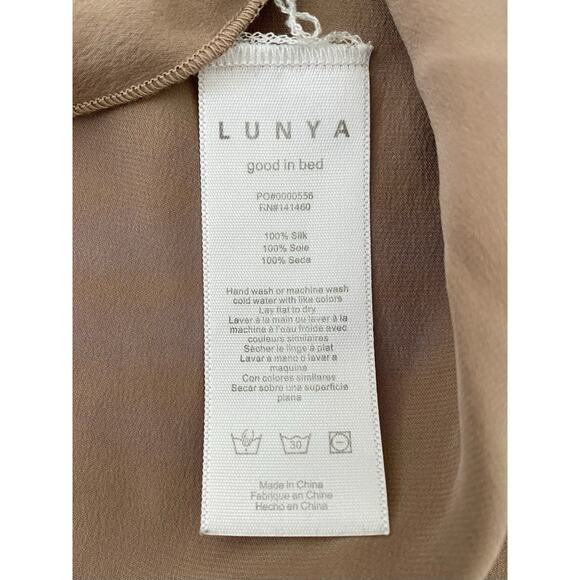 Lunya Washable Silk Tulip Back Pajama Set S Otium Tan Luxury Loungwear Comfy - Picture 12 of 16